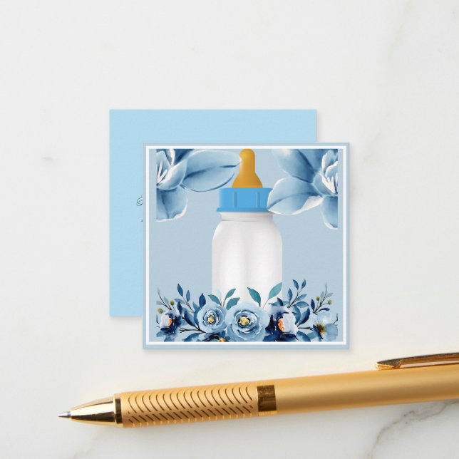 Cartão De Informações Chá de fraldas - Frasco - Flores (Frente/Verso In Situ)