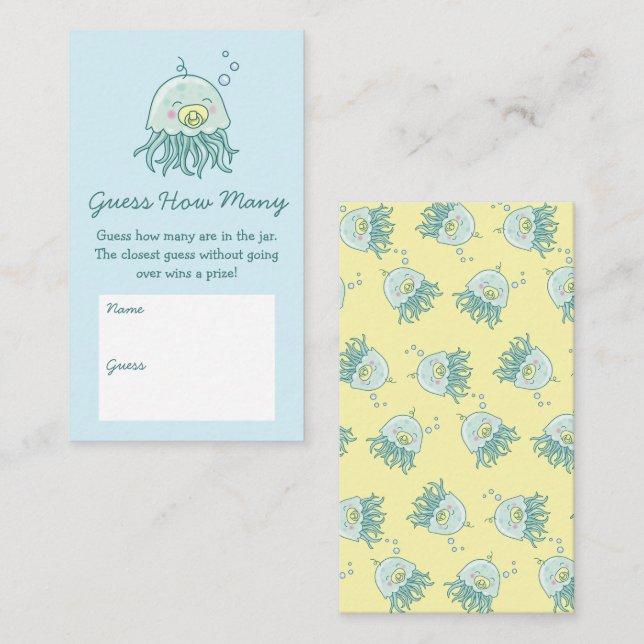 Cartão De Informações Chá de fraldas Geloqueiro Kawaii Adivinha Quantos (Frente/Verso)