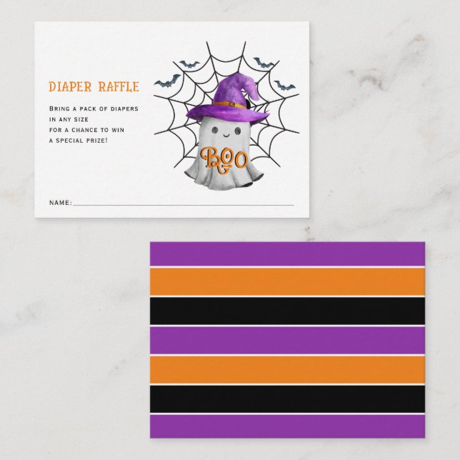 Cartão De Informações Chá de fraldas giro de Fralda fantasma (Frente/Verso)