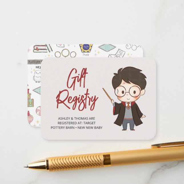 Cartão De Informações Chá de fraldas Harry Potter simples (Frente/Verso In Situ)