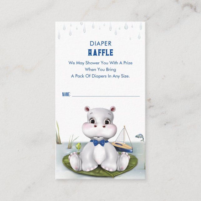 Cartão De Informações Chá de fraldas Hippo Boy (Frente)