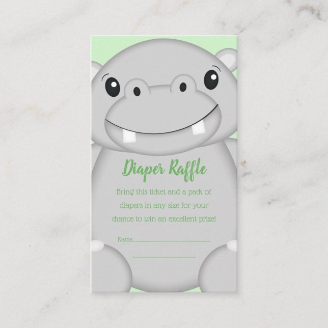 Cartão De Informações Chá de fraldas Hippo Verde (Frente)