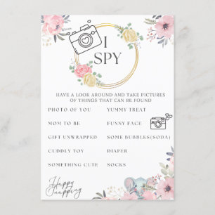 Cartão De Informações Chá de fraldas I Spy Game Elephant Design