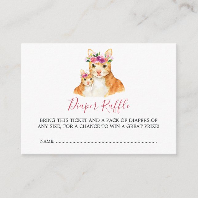 Cartão De Informações Chá de fraldas Mãe E Bebê Fralda Raffle (Frente)