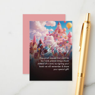 Cartão De Informações Chá de fraldas Mágico do Mundo Candy