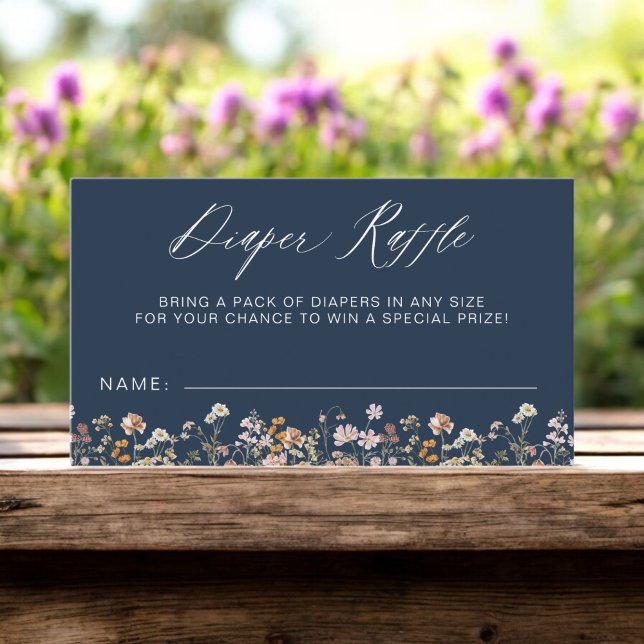 Cartão De Informações Chá de fraldas marinho Fralda Azul Raffle (Criador carregado)