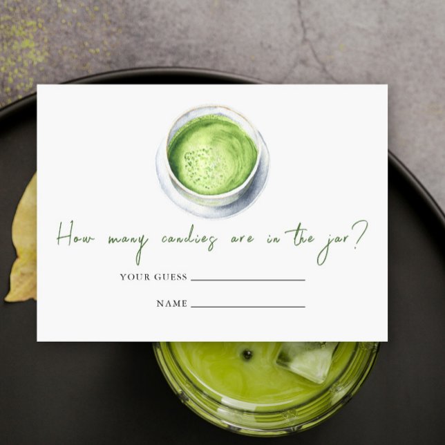 Cartão De Informações Chá de fraldas Matcha Latte Quantos doces (Criador carregado)