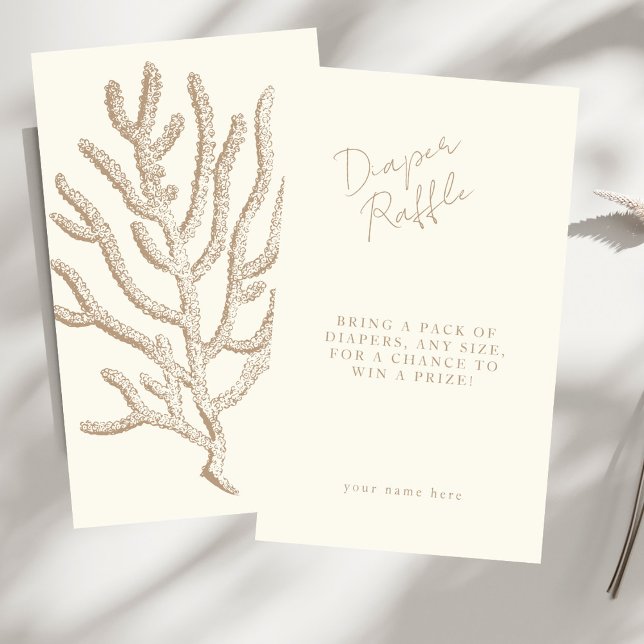 Cartão De Informações Chá de fraldas Natural Personalizável Elegante (Criador carregado)