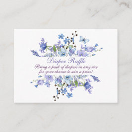 Cartão De Informações Chá de fraldas Neutro de Flor Selvagem Azul
