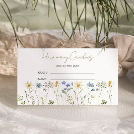 Cartão De Informações Chá de fraldas Neutro de Flores Selvagens Quantas 