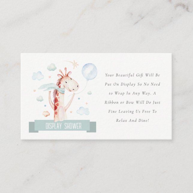 Cartão De Informações Chá de fraldas para Exibição de Balões Safari Gira (Frente)