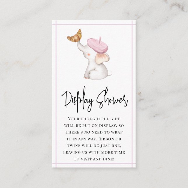 Cartão De Informações Chá de fraldas para Garota Rosa Toile Chá (Frente)