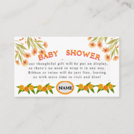 Cartão De Informações chá de fraldas primavera