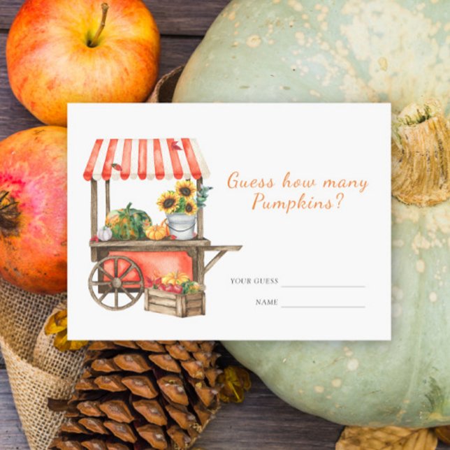 Cartão De Informações Chá de fraldas Pumpkin adivinha quantas bombas jog (Criador carregado)