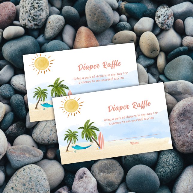 Cartão De Informações Chá de fraldas Raffle Fralda De Navegação De Conse (Baby On Board Surfing Diaper Raffle Baby Shower Enclosure Card)