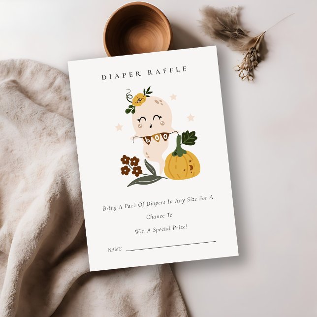 Cartão De Informações Chá de fraldas Raffle Fralda Fantasma Ghost Bonito (Criador carregado)