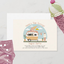 Cartão De Informações Chá de fraldas Rosa claro sorvete Raffle