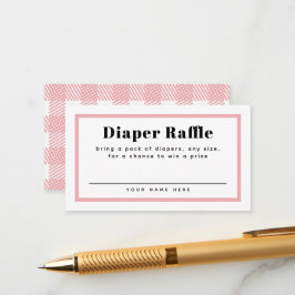 Cartão De Informações Chá de fraldas rosa cor-de-rosa Xadrez Gingham Raf