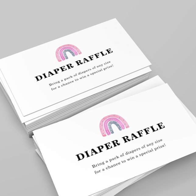 Cartão De Informações Chá de fraldas rosa Fralda arco-íris Raffle (Criador carregado)