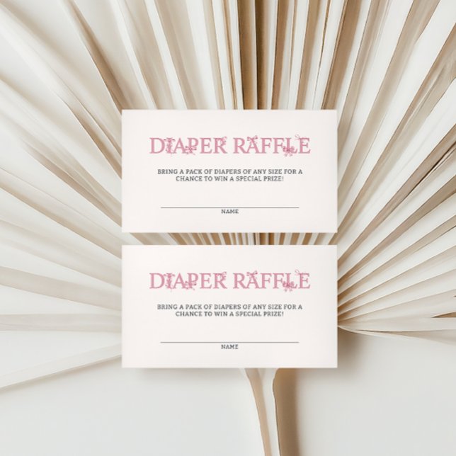 Cartão De Informações Chá de fraldas rosa Fralda Raffle (Criador carregado)