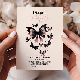 Cartão De Informações Chá de fraldas Rosa Gótico do Halloween Raffle Dia