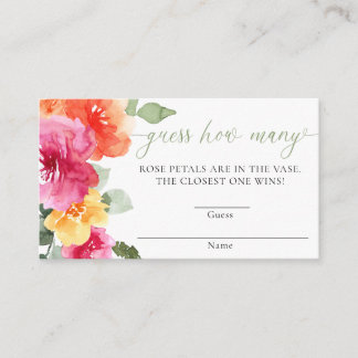 Cartão De Informações Chá de fraldas rosa-laranja de pénia adivinha quan