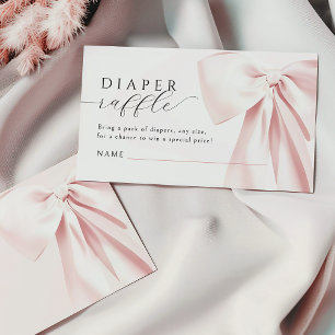 Cartão De Informações Chá de fraldas rosa-pino Raffle Fralda 3,5x2"