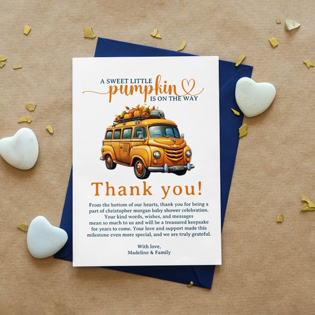 Cartão De Informações Chá de fraldas Russo de Pequeno Pumpkin Laranja (Criador carregado)