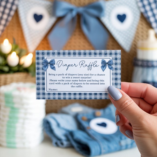 Cartão De Informações Chá de fraldas Rustic Blue Jean Denim Fralda Raffl (Rustic Blue Jean Denim Diaper Raffle Baby Shower Enclosure Card)