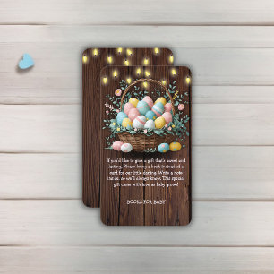 Cartão De Informações Chá de fraldas Rustic Floral Easter Ovos