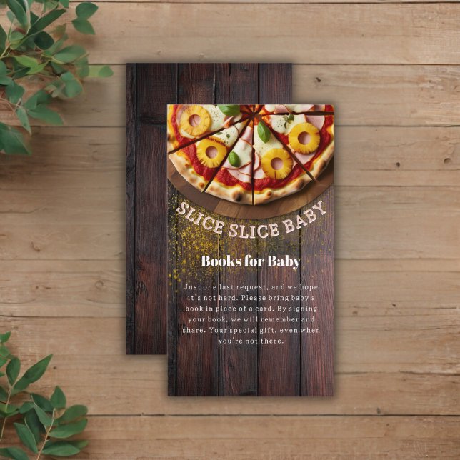 Cartão De Informações Chá de fraldas Rustic Slice Pizza Slice (Criador carregado)