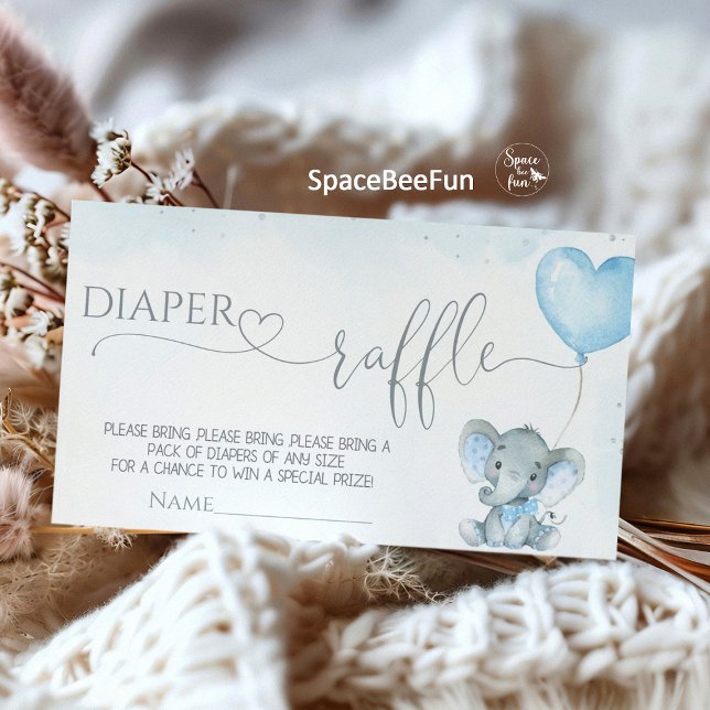 Cartão De Informações Chá de fraldas Safari Elefante (Elephant safari baby shower enclosure card, safari baby shower book for baby, diaper raffle card saf)