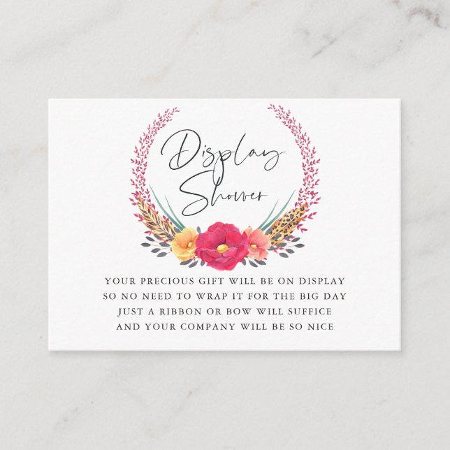 Cartão De Informações Chá de fraldas Safari Floral Chá (Frente)