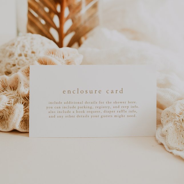 Cartão De Informações CHÁ DE FRALDAS Simples Dourado Boho Branco ALYSSA (ALYSSA Unique White Gold Boho Simple Baby Shower Enclosure Card)