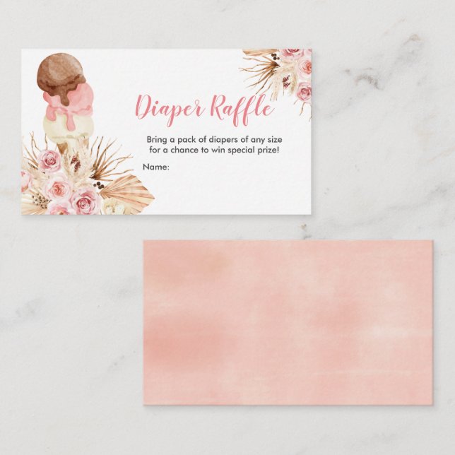 Cartão De Informações Chá de fraldas sorvete Fralda Raffle (Frente/Verso)