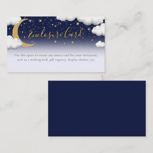 Cartão De Informações Chá de fraldas Twinkle Twinkle Pequena Estrela (Frente/Verso)