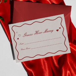 Cartão De Informações Chá de Noiva Burgundy Valentine Adivinhe Quantos
