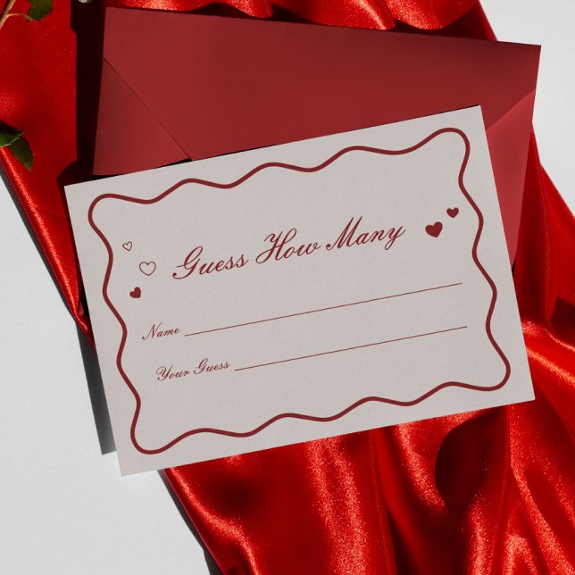 Cartão De Informações Chá de Noiva Burgundy Valentine Adivinhe Quantos (Criador carregado)