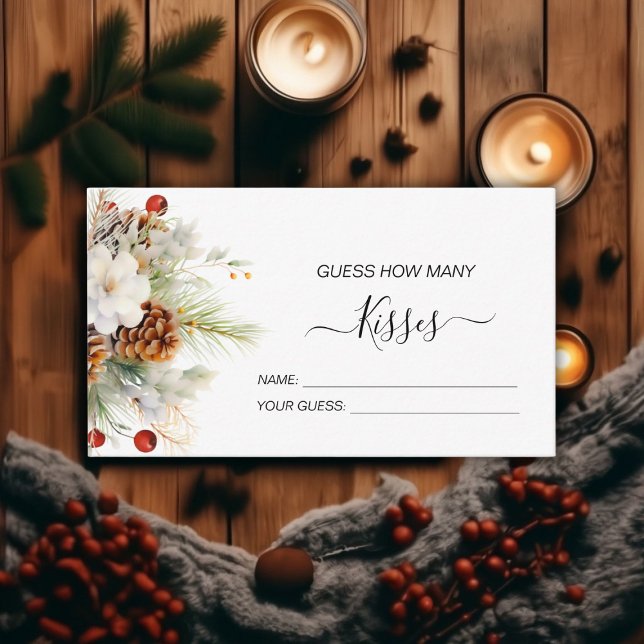 Cartão De Informações Chá de Noiva Elegante de Inverno Evergreen & Rowan (Winter Evergreen & Rowan Bridal Shower Enclosure Card)