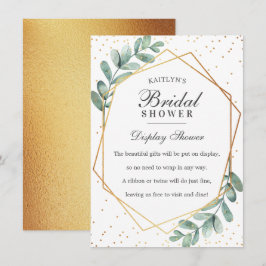 Cartão De Informações Chá de Noiva Geométrico Eucalipto Dourado