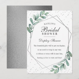 Cartão De Informações Chá de Noiva Geométrico Prata de Eucalipto