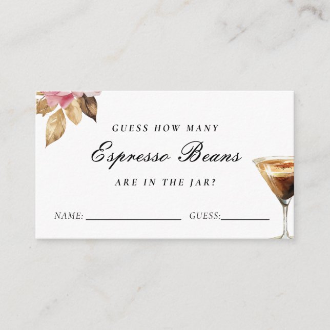 Cartão De Informações Chá de Noiva Quantos Grãos de Café (Frente)