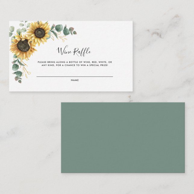 Cartão De Informações Chá de panela de girassol floral (Frente/Verso)