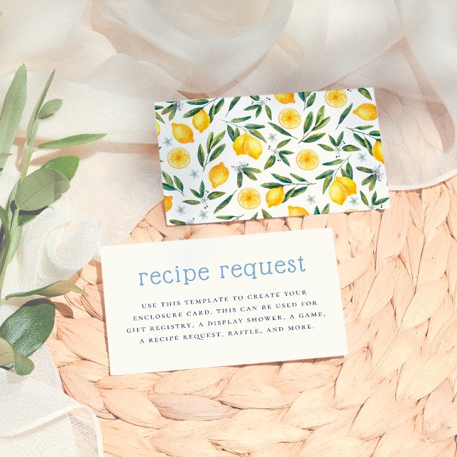 Cartão De Informações Chá de panela de Limão Italiano Inserir Solicitaçã (Criador carregado)