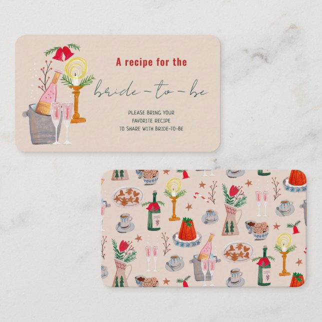 Cartão De Informações Chá de panela de Natal Desenhado à Mão Partilha A  (Frente/Verso)