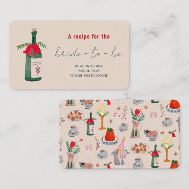 Cartão De Informações Chá de panela de Natal Desenhado à Mão Partilha A  (Frente/Verso)