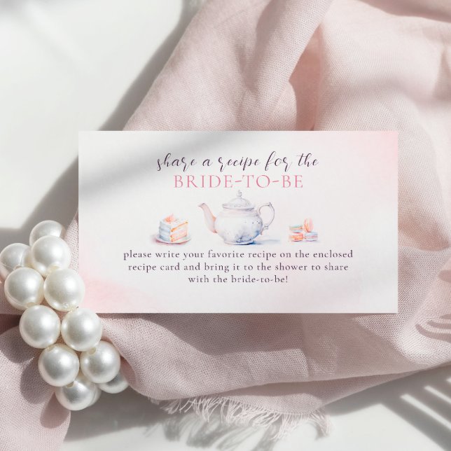 Cartão De Informações Chá de panela De Rosas Rosa Elegante Compartilha U (Criador carregado)