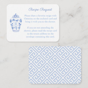 Cartão De Informações Chá de panela de Solicitação de Receita de Jar Gin