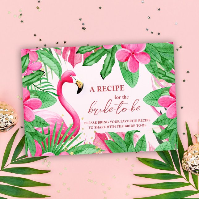 Cartão De Informações Chá de panela de Verão Rosa Tropical (Tropical Pink Summer Bridal Shower Enclosure Card)