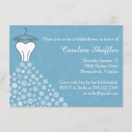 Cartão De Informações Chá de panela do vestido de casamento dos flocos